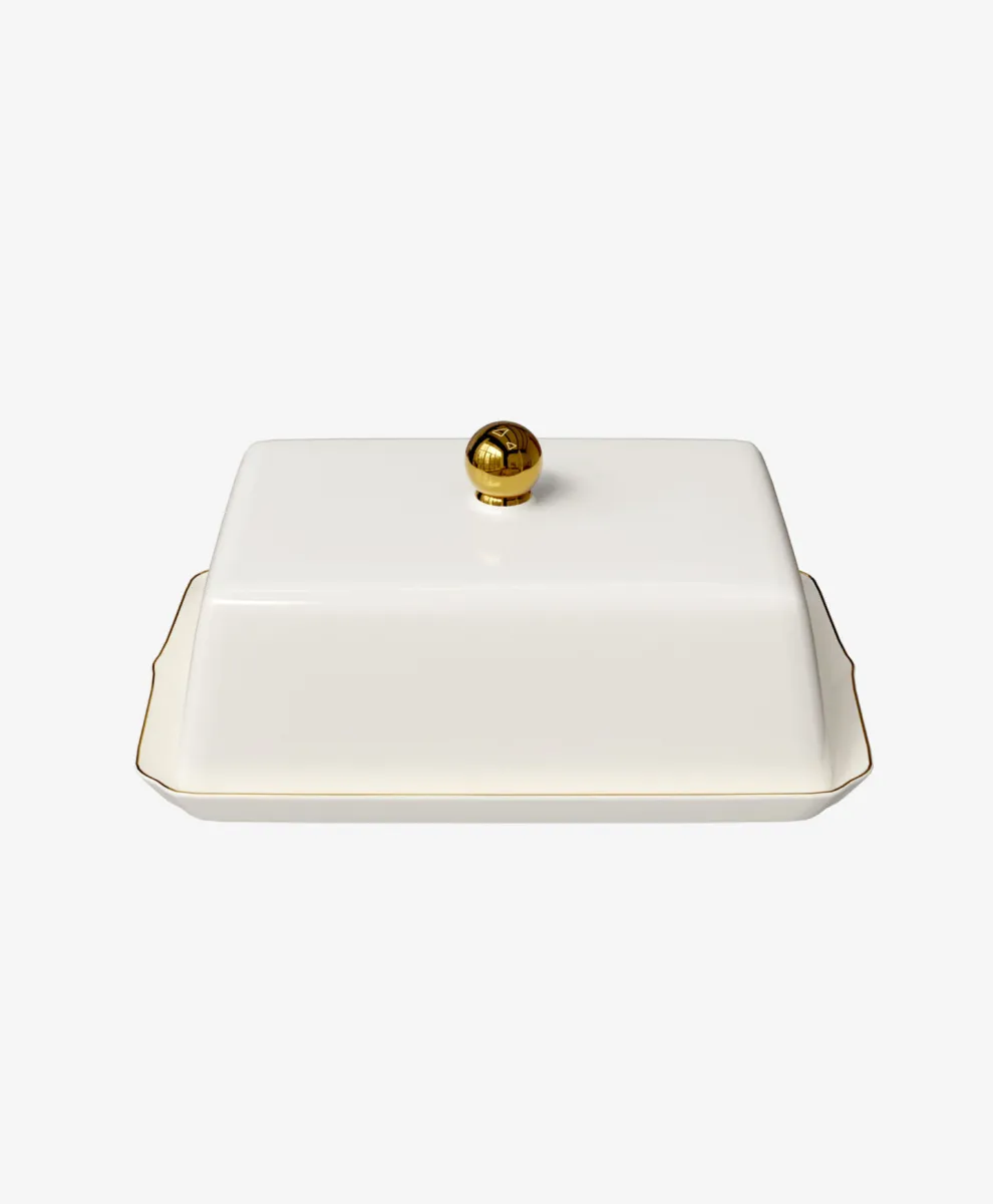 Posuda za puter sa zlatnim obodom