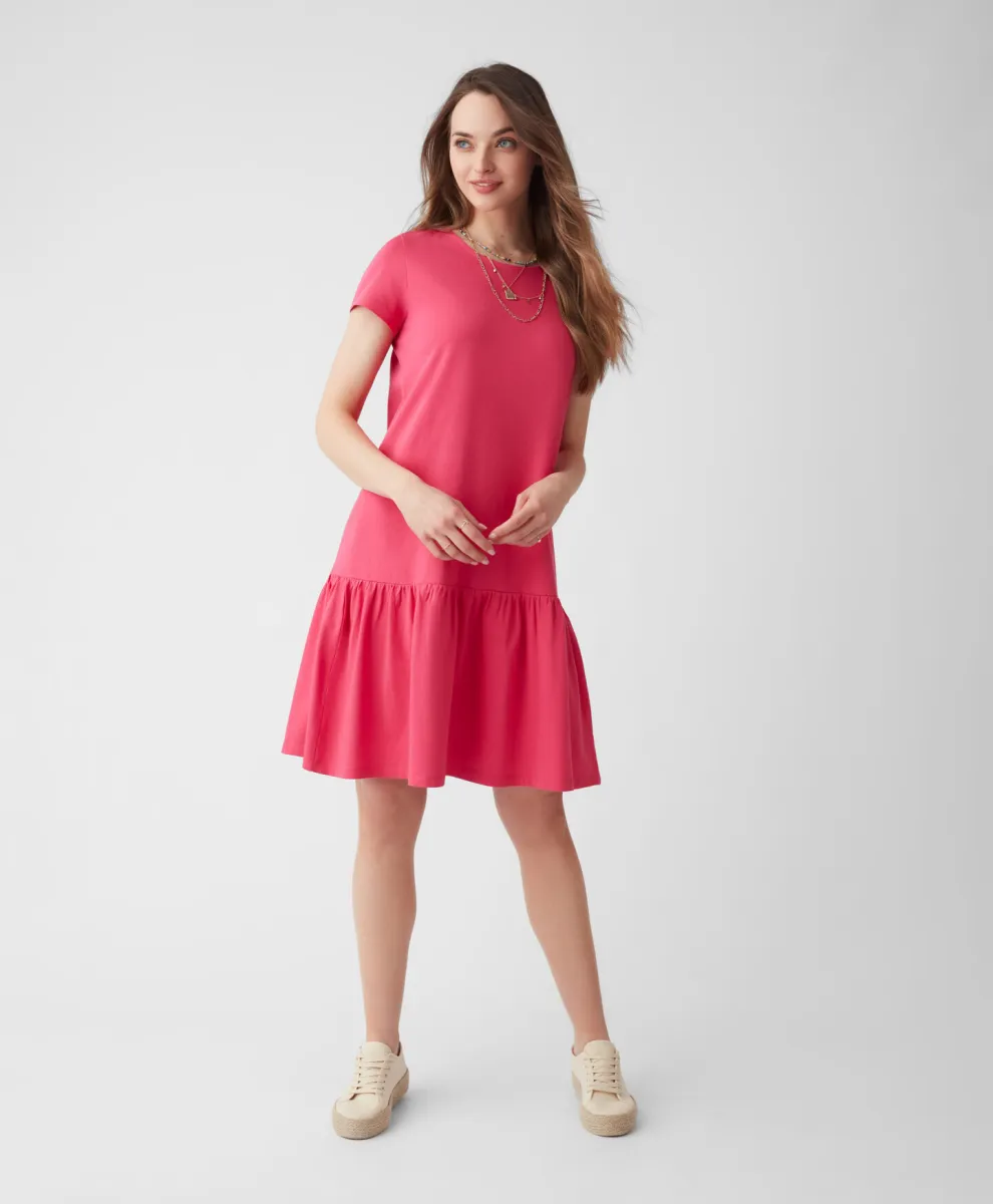 Roze haljina sa karnerima za žene 100% pamuk