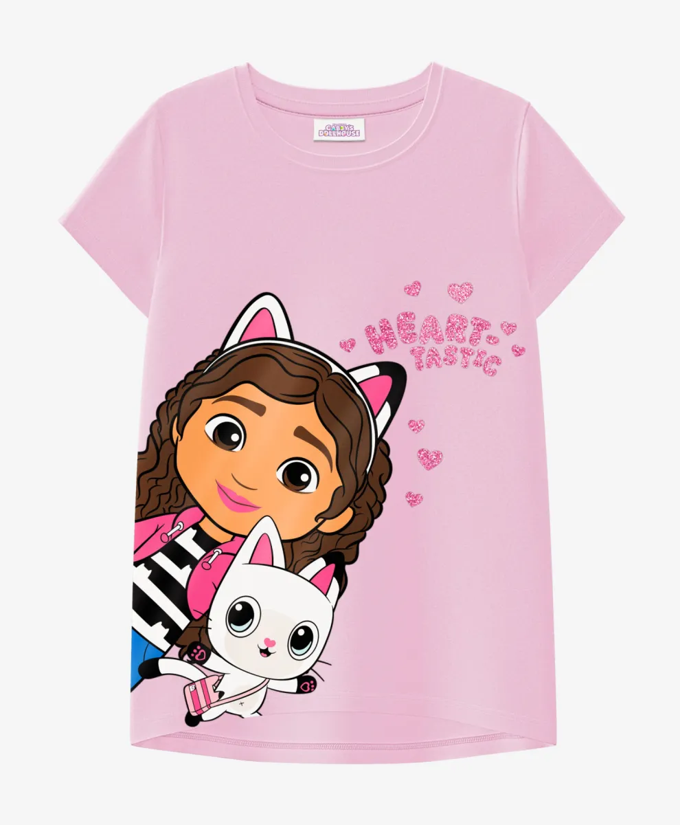 Roze majica za devojčice sa licenciranim printom Gabby's Dollhouse, 100% pamuk