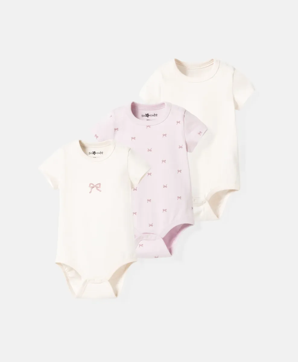 Set bodija za bebe sa mašnicama 100% pamuk