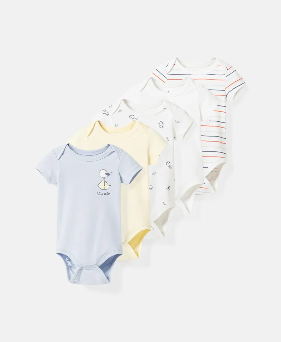 Set bodija za bebe sa morskim motivima 100% pamuk