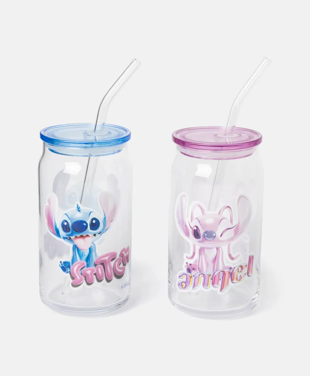 Set od 2 čaše sa slamčicom Stitch