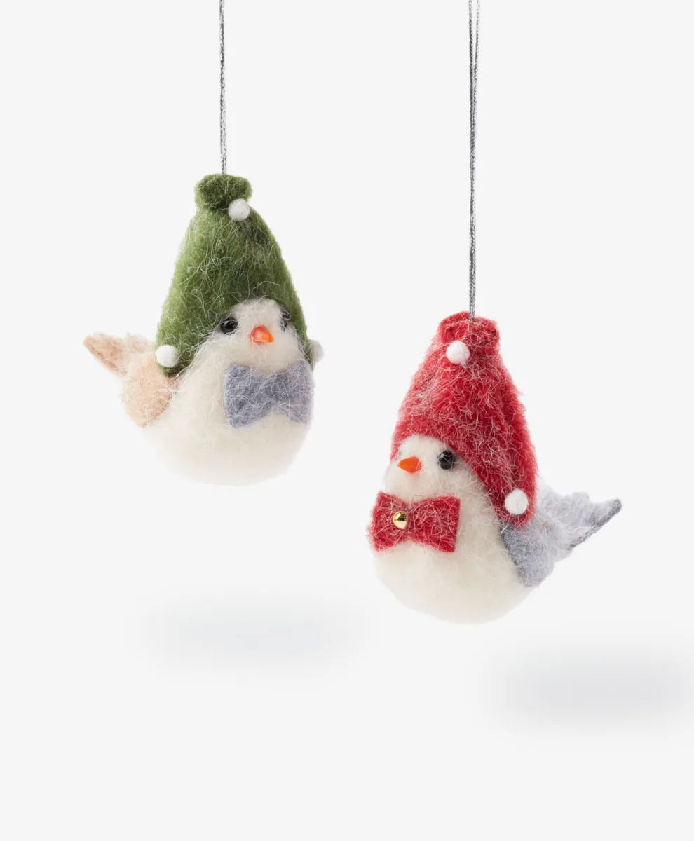 Set od 2 ukrasa za jelku od filca u obliku ptice