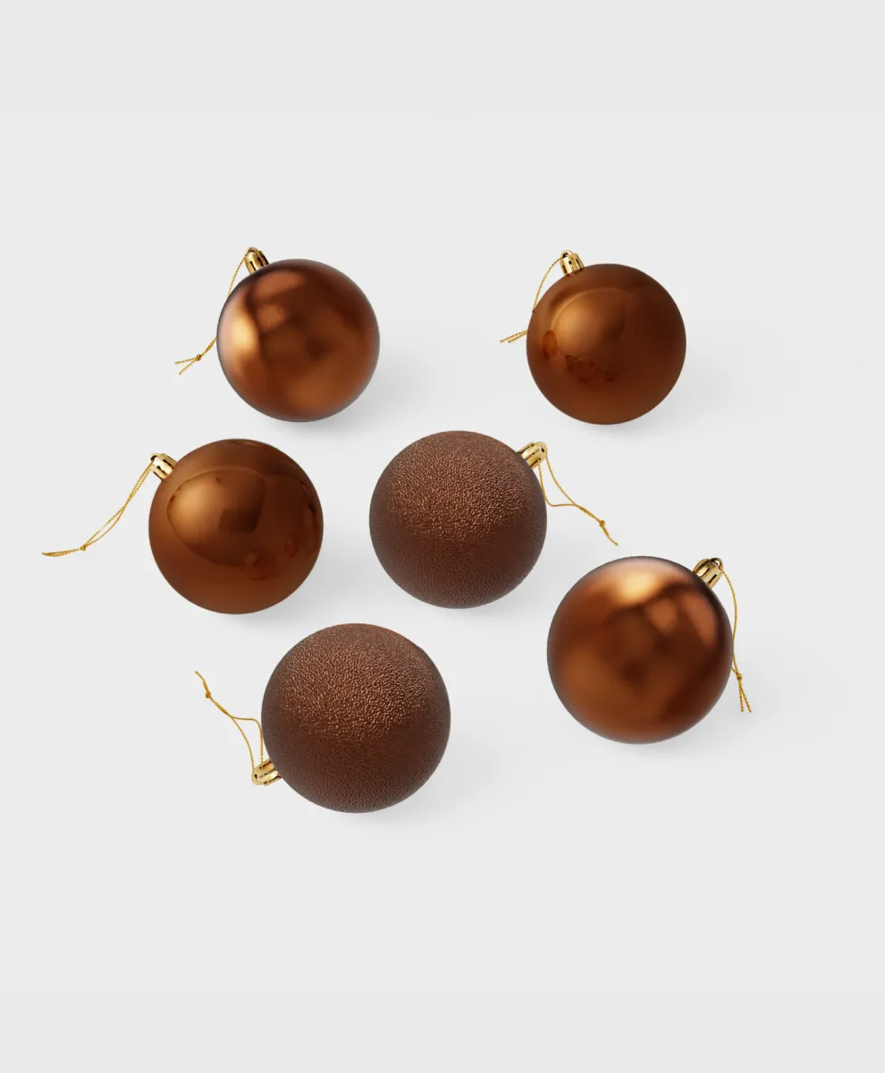 Set od 6 braon plastičnih kugli