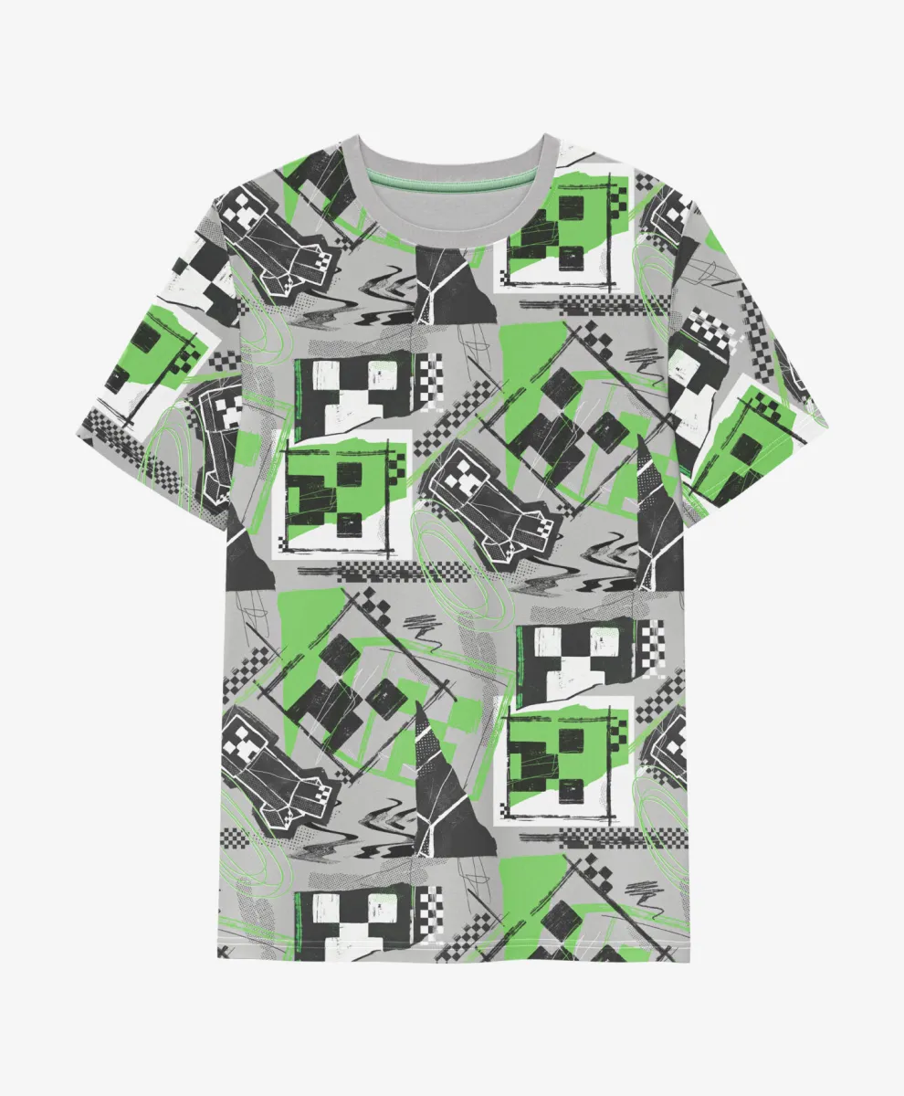 Siva majica za dečake sa motivom Minecraft 100% pamuk