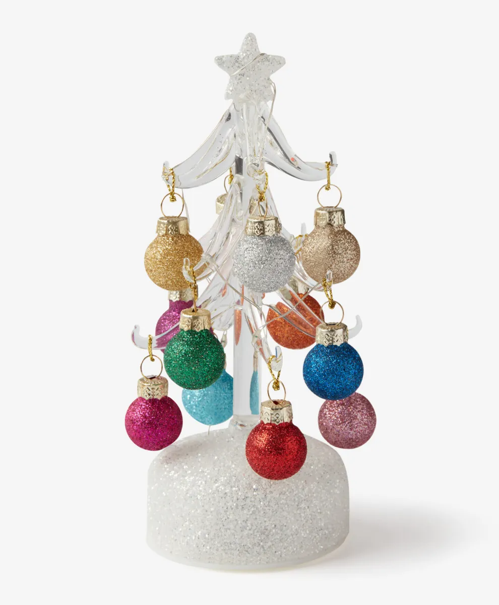 Staklena LED jelka sa kuglama