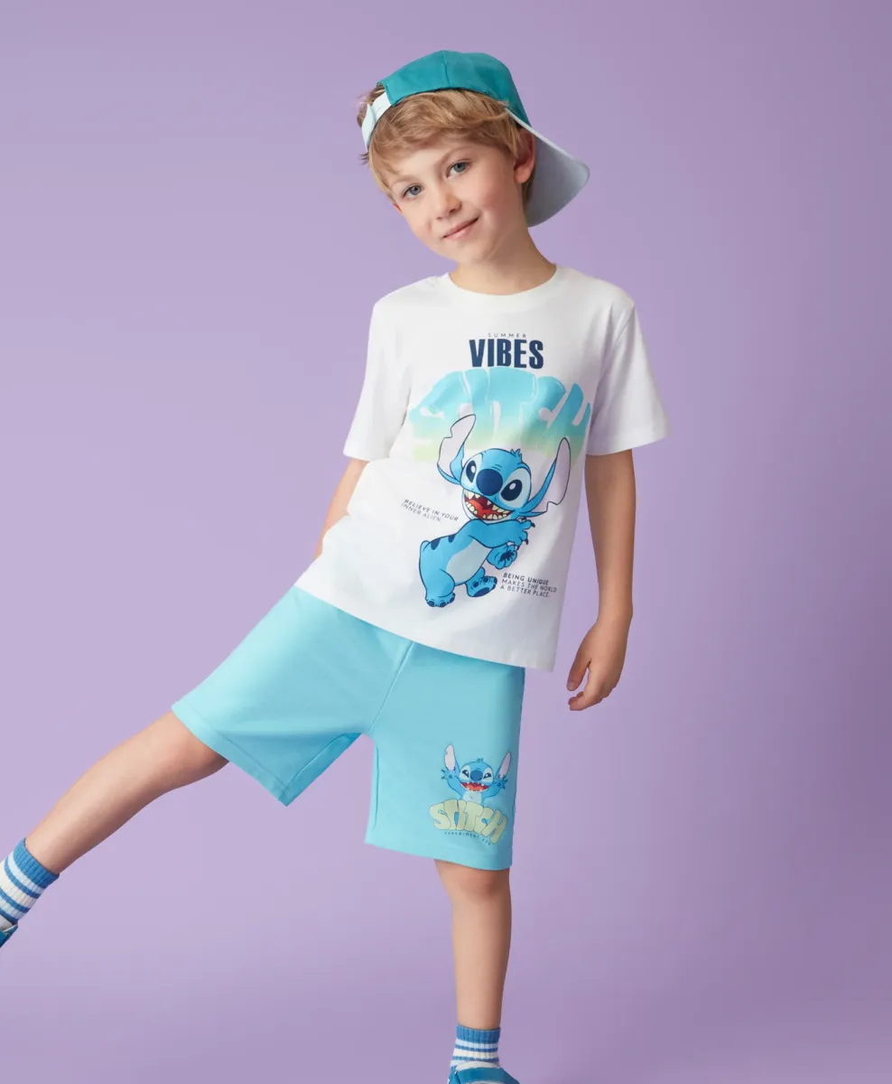 Tirkizni šorts za dečake Stitch 100% pamuk
