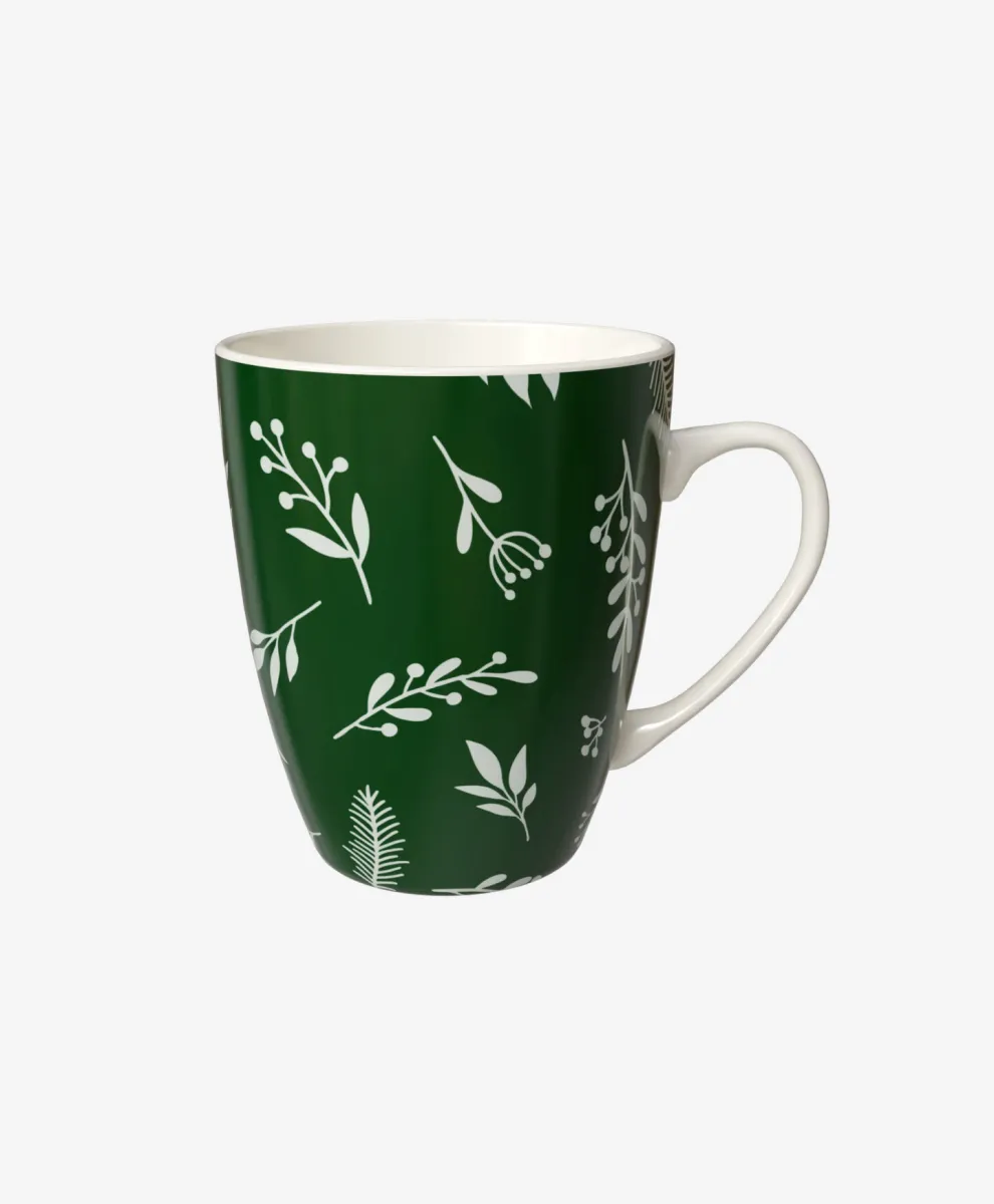 Zelena šolja od porcelana sa cvetnim dezenom