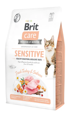 Brit Care
      
      
       Cat Sensitive Healthy Digestion&Delicate Taste, bez žitarica