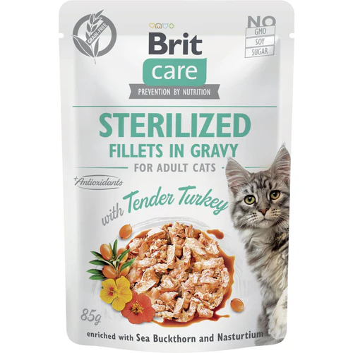Brit Care
      
      
       Sterillized kesica, fileti u sosu s ćuretinom, 85% mesa, 85g