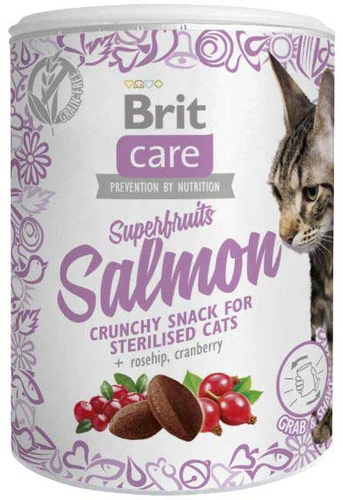 Brit
      
      
       CARE Superfruits Sterilised, hrskava poslastica za mačke s lososom, 100g