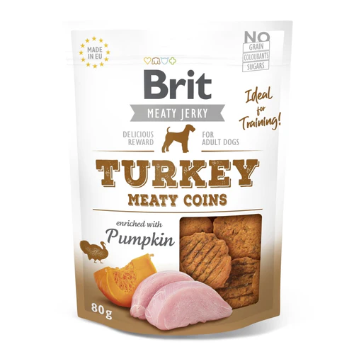 Brit
      
      
       Jerky Meaty Coins, mesni kolutići s ćuretinom i piletinom, 80g