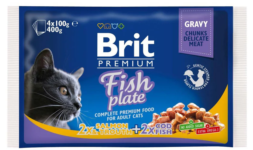 Brit Premium
      
      
       kesice, sočni komadići, riblji obrok, 4x100g