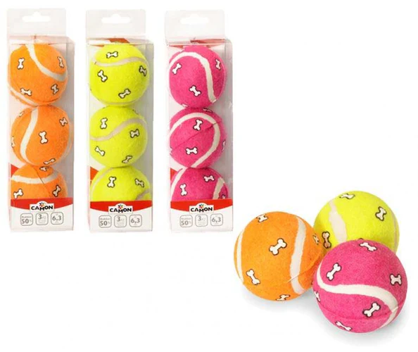 Camon
      
      
       Igračka za pse Lopta Tenis sa koskicama 3kom, 6,3cm, raznih boja