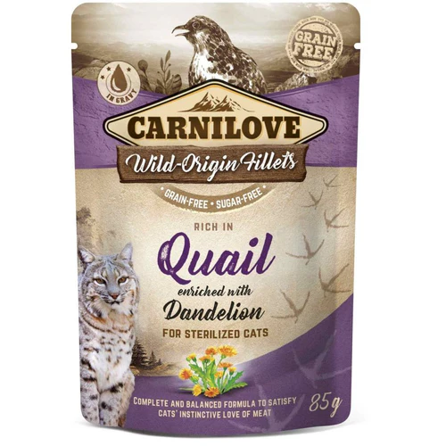 Carnilove
      
      
       Cat, fileti Sterilised s prepelicom i maslačkom, bez žitarica, 85g