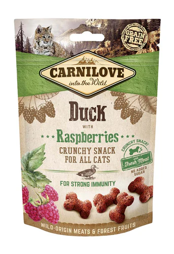 Carnilove
      
      
       Crunchy hrskava poslastica za mačke, s pačetinom i malinama, 50g
