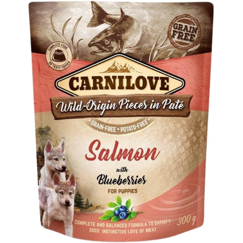 Carnilove
      
      
       PUPPY, pašteta s lososom i borovnicama, bez žitarica, 300g