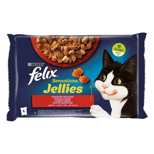 Felix
      
      
       Sensations Jellies, Mesni izbor, s govedinom i piletinom u želeu, 4x85g
