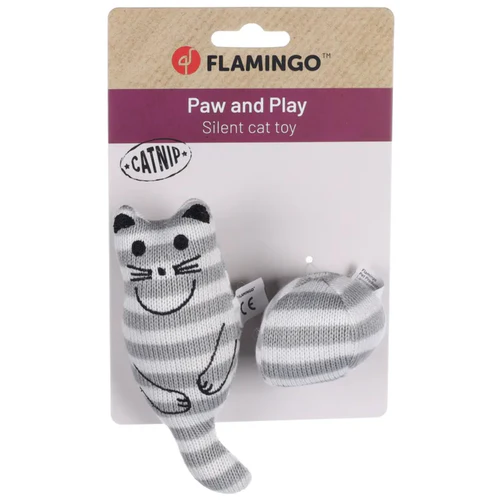 Flamingo
      
      
       Igračka za mačke Faci Mačka s loptom, tekstilna, Siva, 13cm