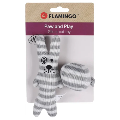 Flamingo
      
      
       Igračka za mačke Faci Zec s loptom, tekstilna, Siva, 15,5cm