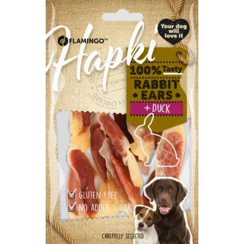 Flamingo
      
      
       Poslastica za pse Hapki, zečje uši s pačetinom, 85g