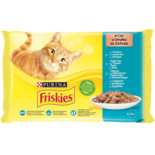 Friskies
      
      
       Multipack za mačke Losos/Tuna/Sardina/Bakalar u sosu 4x85g