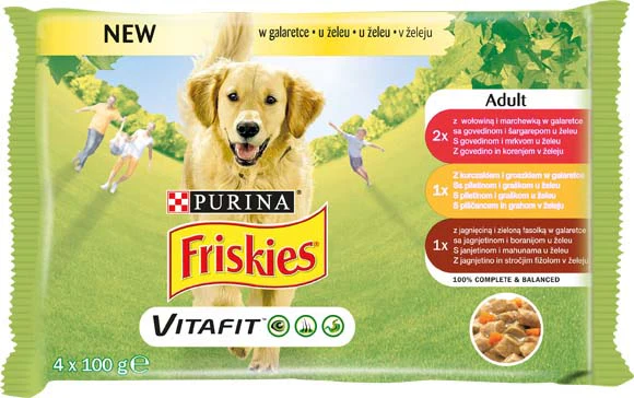 Friskies
      
      
       Multipack za pse Adult Govedina, Piletina i Jagnjetina u želeu 4x100g