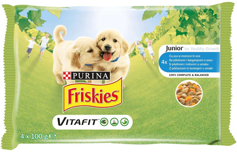 Friskies
      
      
       Multipack za štenad JUNIOR Piletina i Šargarepa u sosu 4x100g