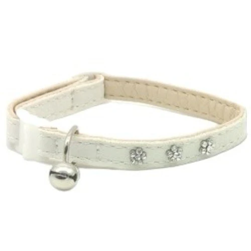Matis
      
      
       Ogrlica za mačke sa sigurnosnom kopčom, s cirkonima, bela, 1cm/18-26cm
