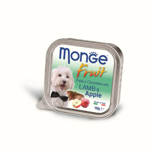 Monge
      
      
       Fruit Pašteta za pse Jagnjetina i Jabuka s komadićima 100g