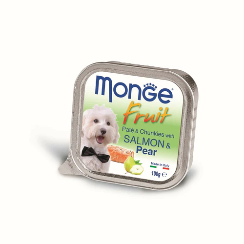 Monge
      
      
       Fruit Pašteta za pse Losos i Kruška s komadićima 100g