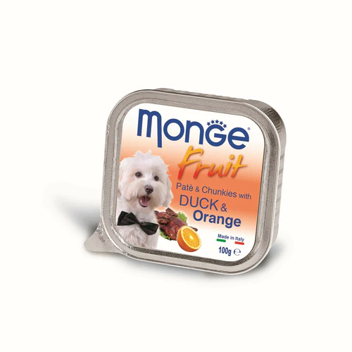 Monge
      
      
       Fruit Pašteta za pse Pačetina i Pomorandža s komadićima 100g