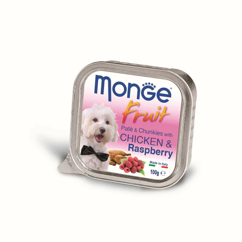 Monge
      
      
       Fruit Pašteta za pse Piletina i Malina s komadićima 100g