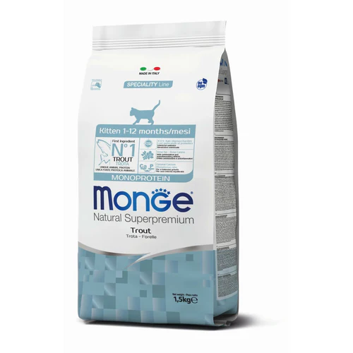 Monge
      
      
       Hrana za mačke  Cat Monoprotein Pastrmka  KITTEN 1,5kg
