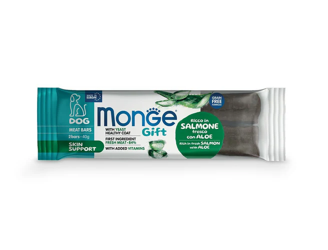Monge
      
      
      Monge Meat bars Skin support posalstica za pse losos sa alojom 40gr