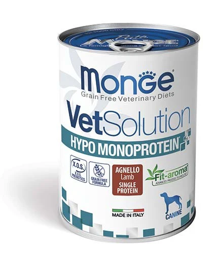 Monge
      
      
       Vet solution psi HYPO,MONOPROTEIN JAGNJETINA, osetljivi psi, konzerva 400g