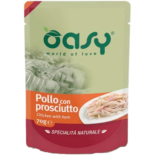 Oasy
      
      
       Kesica za mačke s Piletinom i Šunkom 70g