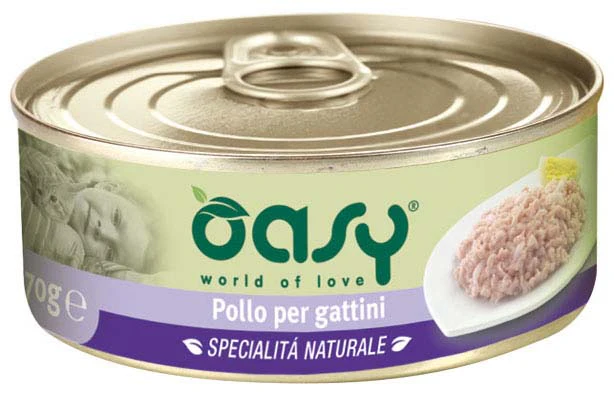 Oasy
      
      
       Konzerva za mačiće KITTEN Fileti piletine u sosu, 70g