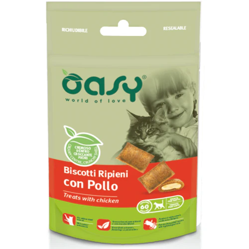 Oasy
      
      
      OUTLET  hrskavi jastučići za mačke, punjeni piletinom, 60g