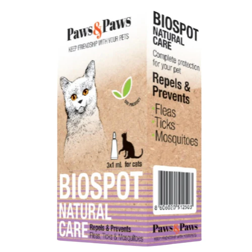 Paws&Paws
      
      
       Ampula BioSpot Natural Cat za mačke antiparazitske, 3x1ml