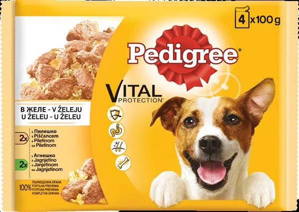 Pedigree
      
      
       Multipack za pse Adult Piletina i Jagnjetina u želeu 4x100g