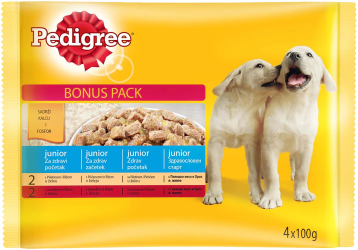 Pedigree
      
      
       Multipack za štenad JUNIOR Piletina i Govedina s pirinčem 4x100g