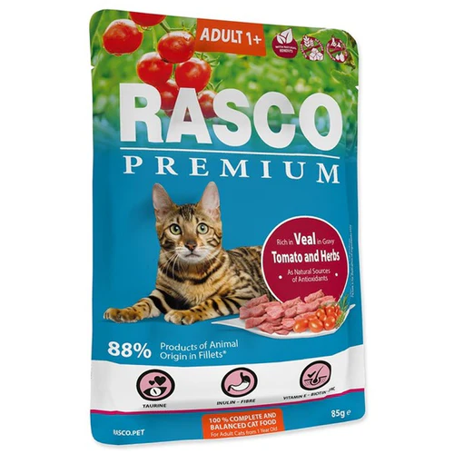 Rasco
      
      
       Premium Adult, fileti u sosu s teletinom i biljem, 85g