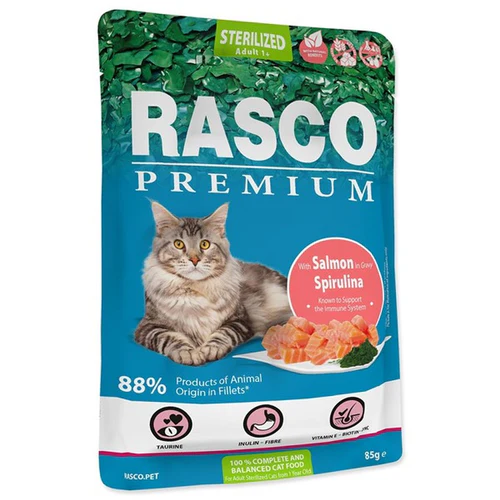 Rasco
      
      
       Premium Sterilized, fileti u sosu s lososom i spirulinom, 85g