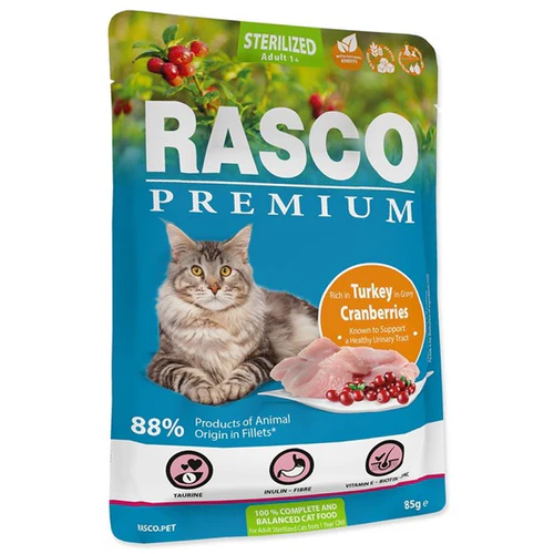 Rasco
      
      
       Premium Sterilized, fileti u sosu s ćuretinom i brusnicom, 85g