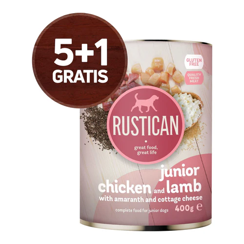 Rustican
      
      
       JUNIOR Piletina i jagnjetina s amarantom i sirom, 6x400g, 5+1gratis