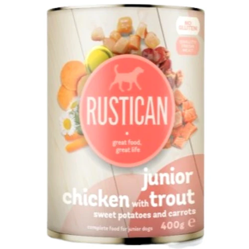 Rustican
      
      
       JUNIOR Piletina i pastrmka s batatom i šargarepom, bez glutena