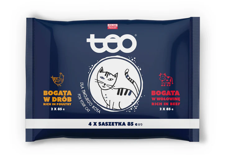 Teo
      
      
       Multipak za mačke 2x s piletinom i 2x s govedinom, 4x85g