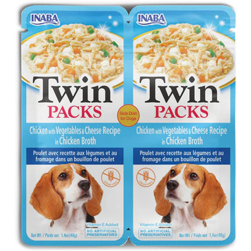 Twin Packs
      
      
      OUTLET TWIN Packs za pse komadi piletine s povrćem i sirom u pilećem želeu 2x40g