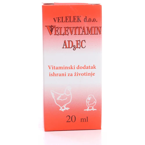Velelek
      
      
      VELE Rastvor Vitamin AD3EC s kompleksom vitamina (a) 20ml